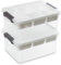 Citylife 2 Packs 16L Plastic Storage Boxes with Removable Tray Clear Plastic Box large Storage Box with Lid Stackable Storage Boxes for Organizing Bead, Tool, Sewing