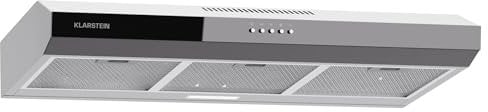 Klarstein Contempo 90 Hotte Aspirante, 90cm Hotte Cuisine avec Éclairage LED, 200 m³/h, Filtres à Charbon Actif, Compacte & Moderne, Argent