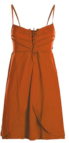 Vishes Damen Sommerkleid in Orange mit Spaghettiträgern I Größe M (36) I 100% Baumwolle I Stylisches Sommerkleid für Freizeit & Alltag I Nachhaltige Alternative Bekleidung