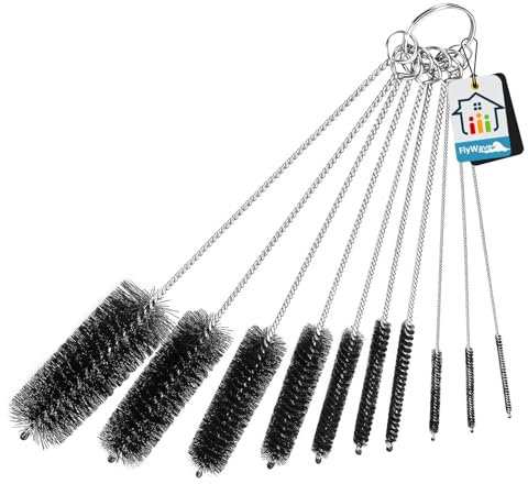 FlyWave Goupillon Nettoyage Multi-Taille, Brosse Bouteille pour Bébé, Gourde, Paille, Clavier, Écouvillon Bouteille avec Poignée en Acier Inoxydable, Kit de Brosses de Nettoyage Polyvalent