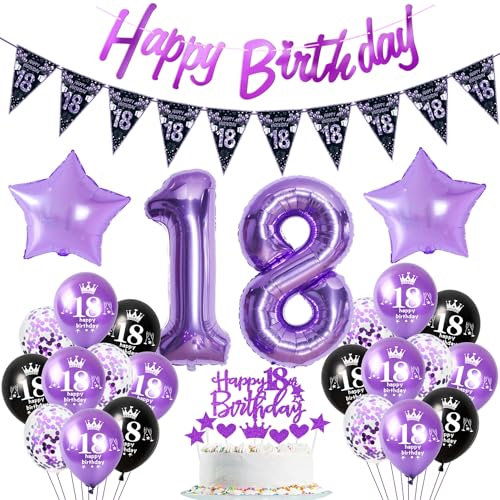 Viola Palloncini Decorazioni 18 Anni Ragazza - Decorazione Compleanno e Torta