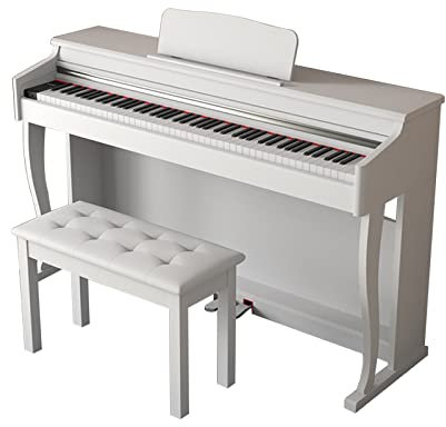 Digital Piano 88 Keys Full Size Weighted Graded Hammer Action Keyboard Piano With Bench, Furniture Stand, USB/MIDI Home Electric Piano For Beginner & Professional (Color : White)