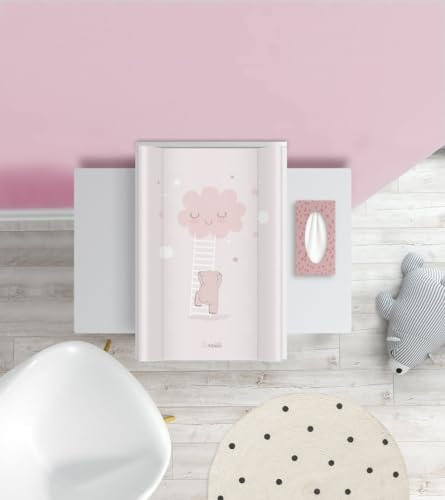 Baby Wickelauflage ohne Verstärkung Rosa Wolken - 70X 47 cm - Wickelplatte für Babybett - Wickelaufsatz und Bettumrandung - Changing Mat Zubehör