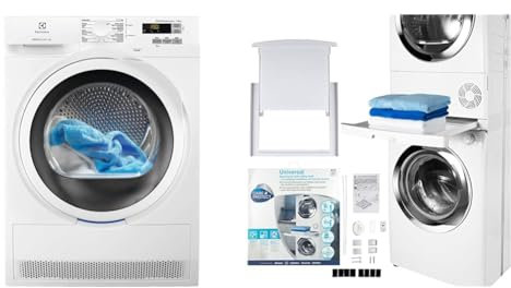 Electrolux EW7H5825IB Secadora de Libre Instalación, Carga Frontal, 8 Kg, Inicio Diferido & CARE + PROTECT Kit de Unión Universal para Lavadoras y Secadoras con Estante Deslizante