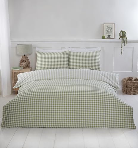 Rapport Home Parure de lit Double à Carreaux Vichy Vert