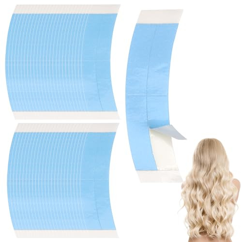50 Pcs Wig Tapes for Lace Wigs - Invisible Waterproof Double-Sided | Lace tape for front wig, toupee tape strips with ultra hold, skin-friendly adhesive, and easy application (blue)