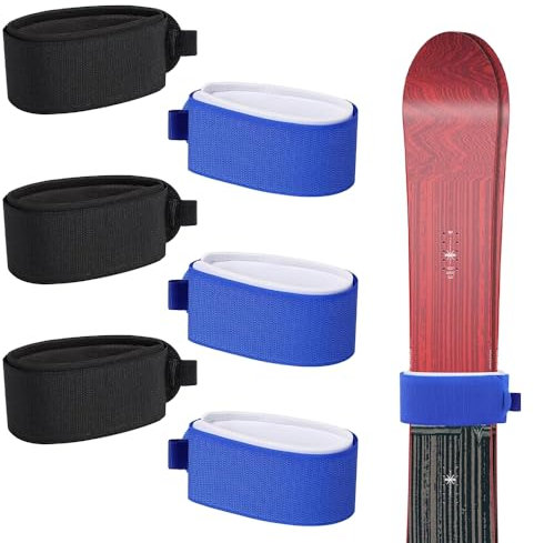 Udbrud 6 Stück Verstellbare Skigurte, Ski Befestigungsbänder Ski-Klettband Skibänder Klett Ski Strap Skibinder Skiwickel Skiwickelgurte Skateboard für Skibretter