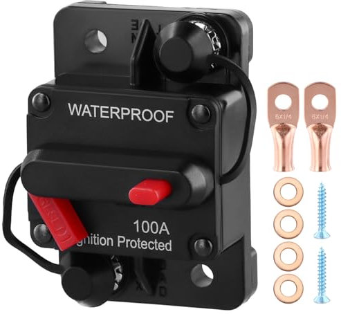 QWORK® Disjoncteur de voiture 100 A, 12 V-48 V DC, bouton de réinitialisation manuelle, pour camions, camping-cars, systèmes solaires