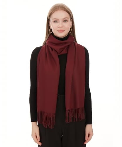 Elegante Stola Für Abendkleid - Weinrot Schals & Tücher Für Damen - Leichter Pashmina Schal Für Frühling - Schultertuch Für Hochzeit - Halstuch Für Damen - Dünner Schal Dame Stola (Weinrot)