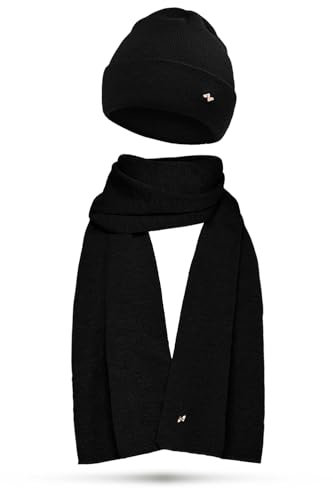 NYTTED® Merino Mütze und Schal Set für Damen & Herren | Made in Germany | 100% Feinste Merinowolle | Kuschelig Weiches & Warmes Set
