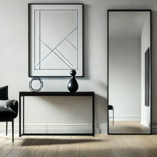 Jobu Full Length Rectangle Mirror 150cm x 60cm, Black Metal Frame