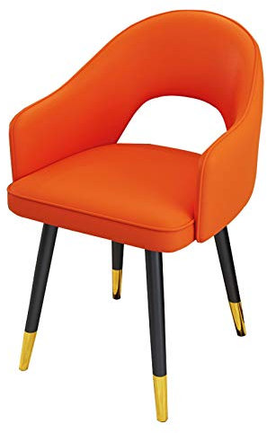 Moderner wasserdichter Leder-Sessel mit Beinen aus Karbonstahl, für Küche, Esszimmer, Möbel, gepolstert, weicher Sitz, Orange
