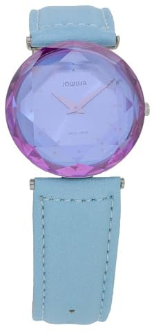 JOWISSA Damenuhr Cubic Zirkonia Lederarmband blau J6.029.M