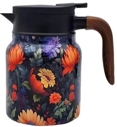 Spizummp Insulated Coffee Pot | Vintage Flower Pattern Beverage Dispenser Coffee Pot | 33.8 Oz Coffee Carafes with Tea Infuser and Strainer for Keeping Hot Cold Coffee, Tea, Water