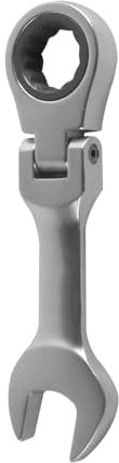 VOANZO Chiave a cricchetto ad Anello con Testa Flessibile da 15 mm, Chiave combinata a cricchetto ad Angolo Corto, dentatura fine, utensile in Acciaio al Cromo vanadio per Meccanici