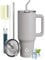 BIGRD 1.13 Litre Coffee Mug to Go, Thermal Mug,Vacuum Insulated Thermal Mug, Double-Walled Leak-Proof Car Cup with 2 Straws & Locking Lid, Dishwasher Safe BPA-Free, Coffee Mug for Cold and Hot (Ash)
