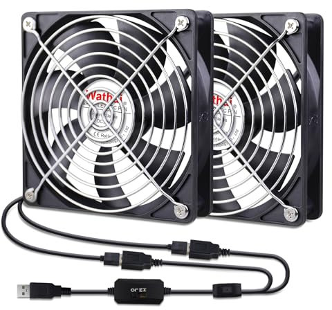 Wathai 2 in 1 120mm Gehäuselüfter USB-PC-Lüfter mit Multi-Speed-Steuerung und Metallgrill Für PC/PS4/Router/AV Kabine