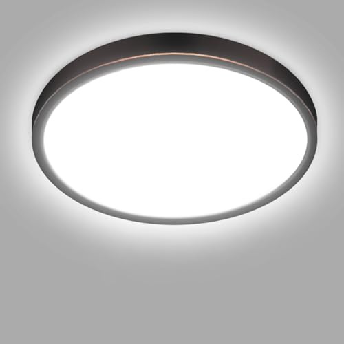 hepside LED Ceiling Light,3000K/4000K/6500K 3 Color Temperature,Waterproof LED Ceiling Lamp, Modern,Round Flush Ceiling Light for Bathroom,Bedroom, Kitchen, HallwayØ29CM(Oil Rubbed Bronze)