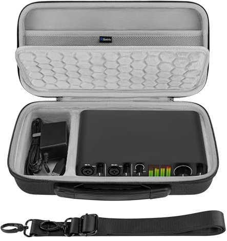 GEEKRIA Audio Interface Carrying Case, Hard Shell Travel Bag Compatible with Motu M2 / M4, M-Audio M-Track Duo/M-Track Duo HD (Dark Gray)