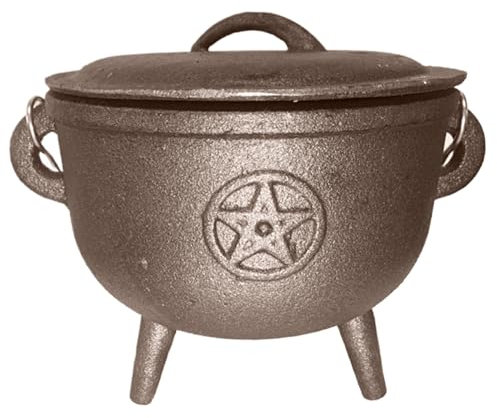 Cauldron Cast Iron Witchcraft, Cauldron Pentagram Black Cast Iron Witches Cosplay with for Home