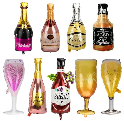 STNRST-IN 9pcs Champagne Balloons, Aluminum Foil Helium Mylar Balloons