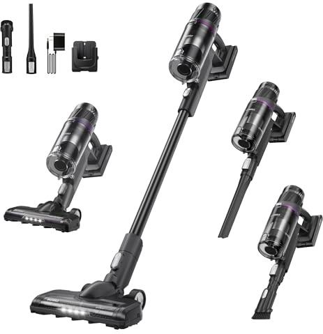EUREKA ReactiClean 520 Aspirapolvere senza filo, 20,3 K Pa, aspirapolvere leggero, portatile e versatile con 4 funzioni in 1, autonomia 50 min, illuminazione per pavimenti duri, tappeto