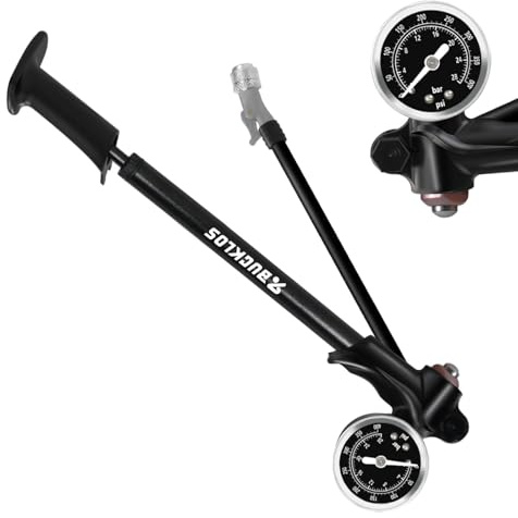 Shock Pump for MTB, High Pressure 300/400 PSI Air Fork & Rear Shock Pump | Pressure Gauge, Zero Air Loss Schrader Valve, Durable Bicycle Suspension Maintenance Tool Accessories for Mountain Road Bike