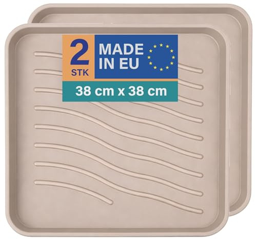 Bestlivings Schuhabtropfschale 2er-Pack, 38x38 cm, Beige, wasserdicht | Kompaktes Format, hoher Rand, robuste Schuhwanne aus Kunststoff, leicht abspülbar, Universalablage für Haus, Tier & Garten
