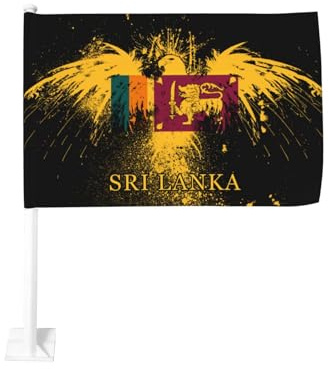 Sri-Lanka-Flagge mit amerikanischem Adler, Fensterclip für Auto, Sonnenschutz, 12x18 Zoll Banner, doppelseitig, für LKW