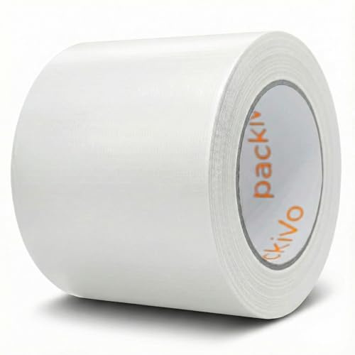 packivo Panzertape weiß weiss - 50m x 100mm Gewebeband Duct Tape extra breit dick ultra stark white Klebeband wasserdicht Panzerband Gewebeklebeband für Innen und Außen