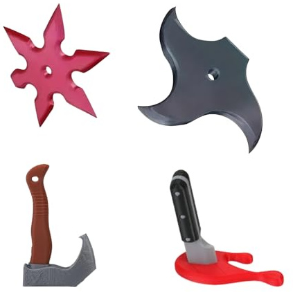 4PCS Funny Fridge Magnets Ninja Shuriken Star Novelty Refrigerator Whiteboard Magnets Gag Gifts for Men Kitchen Office Decor Cool 3D Prank Decorative Magnets Novelty Gifts for Aldult Teens