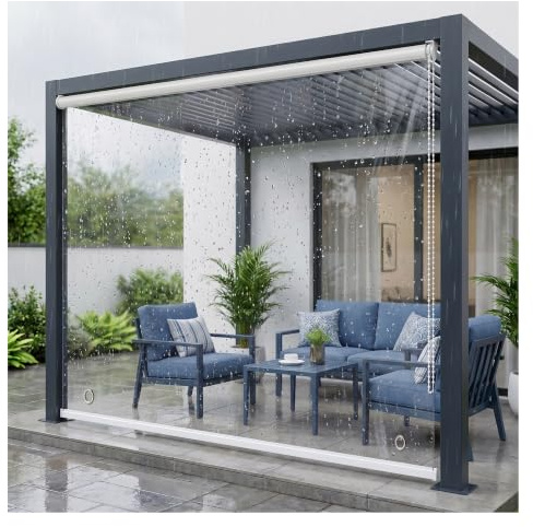 Kraftig genomskinlig, vindtät rullgardin,Transparent PVC-rullgardin och genomskärning Draftpropp Vattentät värmeisolerad mjuk vinylpartition,Anpassad storlek(W165*H230cm/W64.9*H90.5in)