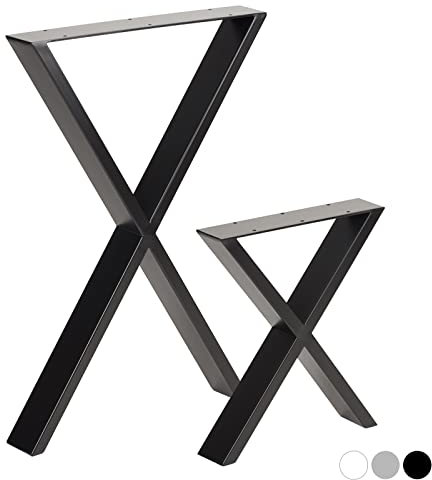 Hartleys Industrial Cross Table Legs - Clear Coat - 71cm x 50cm