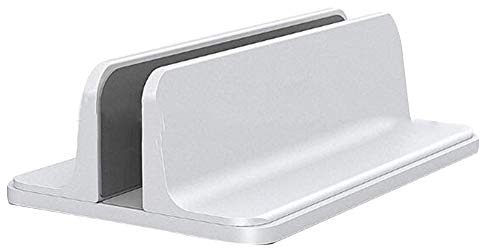 GUOCU Verstellbarer Vertikalen Laptop Ständer, Aluminium Platzsparender Ständer für Alle Handys und Notebooks - Perfekt für MacBook, Ultrabook, Silber,15X9.5X4.6cm