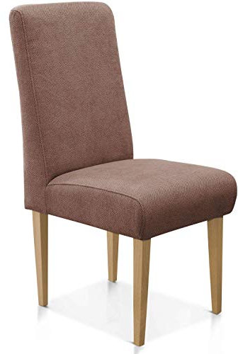CAVADORE Esszimmerstuhl Malm / Polsterstuhl für Küche oder Esszimmer / Passend zur Küchengarnitur Malm / Leichte Fleckenentfernung dank Soft Clean / 48 x 103 x 62 / Flachgewebe: braun