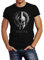 Neverless® Herren T-Shirt Aufdruck Sparta Helm Krieger Warrior Printshirt T-Shirt Used Look Slim Fit Fashion Streetstyle schwarz schwarz S