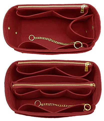 LEXSION 3-in-1 Filz-Geldbörsen-Organizer, Einsatztasche in Tasche mit Flaschenhalter, Shaper 8026, Weinrot, L