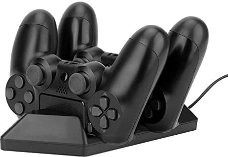 NiTHO Cargador para Mando PS4, Estación de Carga Compatible con Mandos Playstation 4/PS4 Slim/PS4 Pro, Base de Carga Rápida para PS4 - Negro