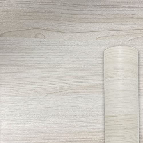 AWNIC Klebefolie Holzoptik Möbelfolie Folie Möbel Selbstklebende Cremeweiß Natürliche Holzmaserung PVC Folie Wasserdicht für Möbel Dekoration Tischplatte Schränke