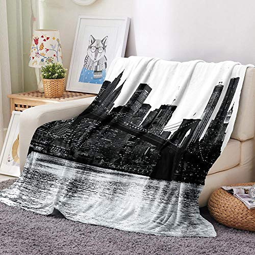 Kuscheldecke Weich, New York Brooklyn Bridge Stadtarchitektur Decke Sofa Kuschelig Flauschig Überwurf Flanell Fleecedecke Tagesdecke Heim Sofadecke Mikrofaser Couchdecke Warm Enfant Adulte 150x200cm
