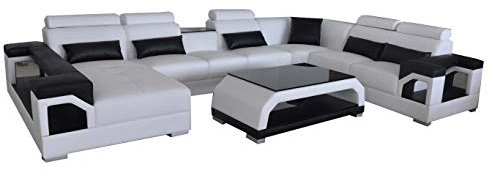 JVmoebel Leder Sofa Moderne Sitz Couch Polster Design Wohnlandschaft + Tisch Eck Couchen