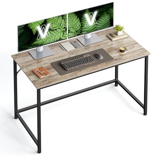 VASAGLE Tisch, Computertisch, Bürotisch, 120 x 60 x 76 cm, für Arbeitszimmer, Schlafzimmer, Wohnzimmer, Greige meliert-tintenschwarz LWD039B02V1
