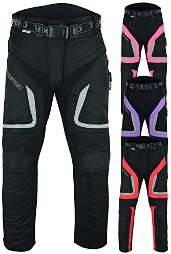 Texpeed Womens Motorcycle Armoured Waterproof Trousers [A Rate] Black 28,30 | EN 17092 Ladies Motorbike Reinforced Garment, EN 1621-1 [Level 1] Flexible Biker Armour, Removable Winter Lining, Comfort