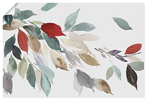 ARTLAND Wanddeko Poster & Kunstdrucke Wandposter 120x80 cm Querformat Gemälde Blätter Herbst Natur Modern Abstrakt Bunt U2RQ
