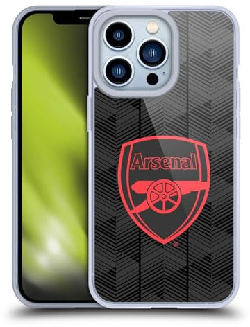 Head Case Designs Officially Licensed Arsenal FC Black Crest and Gunners Logo Soft Gel Case Compatible With Apple iPhone 13 Pro