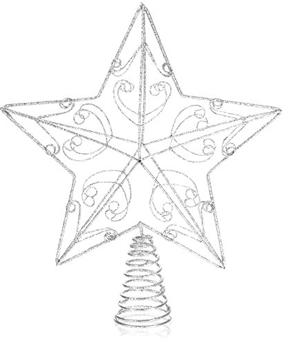 COM-FOUR® Deko Stern Weihnachten - Weihnachtsdekoration Stern aus Metall - Aufsteller Weihnachtsstern mit Ornament-Motiv