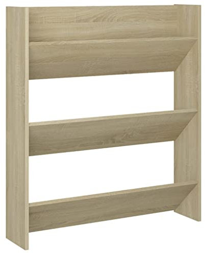 vidaXL Wand Schuhschrank Schuhregal Schuhablage Regal Schrank Schuhständer Wandregal Hängeschrank Schuhaufbewahrung Sonoma-Eiche 80x18x90cm Holzwerkstoff