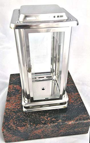 designgrab Grablampe Royal Edelstahl mit Sockel 20×20×5 cm aus Aurora India – Wetterfeste Friedhofslampe