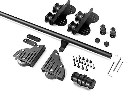 ZXFF 3,3-20-Fuß-Rollleiter-Kit, Bibliothek, Scheunentor, Komplette Hardware (Keine Leiter), Mit Bodenrollen, Rundrohr-Verlängerungsleiterschienen (Size : 600cm(20ft))