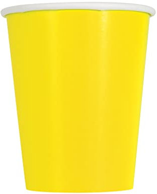 Unique- Simple Drink Gobelets en Carton-266 ML-Jaune Néon-Paquet de 14, 82149, Neon Yellow, Pack of 14